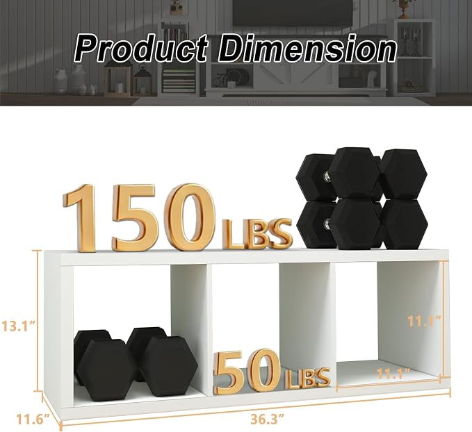 CTESNE【2026 Wooden Thick Frame 3 Cube Storage Organizer Shelf - Image 3