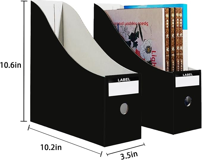 Limitliho 6 Pack Black Cardboard Magazine File Holder - Image 6