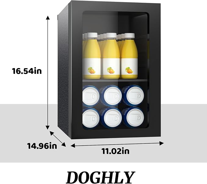 Beverage Refrigerator Cooler, 0.9 Cu.ft Mini Fridge Holds 24 Cans, Solid Door - Image 3