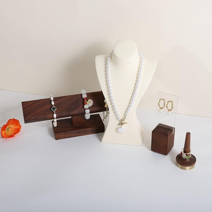 GemeShou Beige necklace storage hanger stand jewelry organizer, Velvet jewelry - Image 7