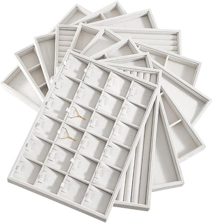 Velvet Stackable Jewelry Display Tray, 24 Grid Earring Ring Storage Tray - Image 7