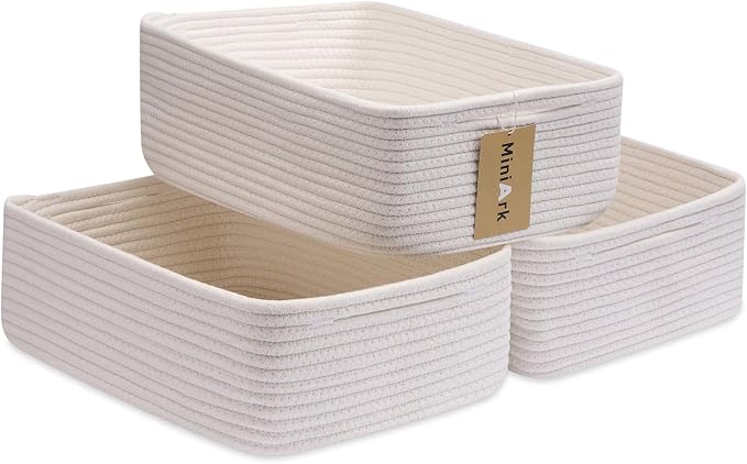 Large Shallow Organizing Baskets 15x11x5.1 Inches by MiniArkStorageBasketsHome