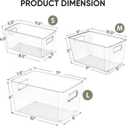 BALEINE Clear Plastic Storage Bins, Pantry Organization, BPA Free Stackable - Image 4