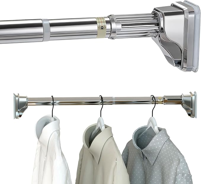 Stainless Steel Adjustable Closet Rod, No-Drill Installation, Heavy-Duty by Aglaiprty