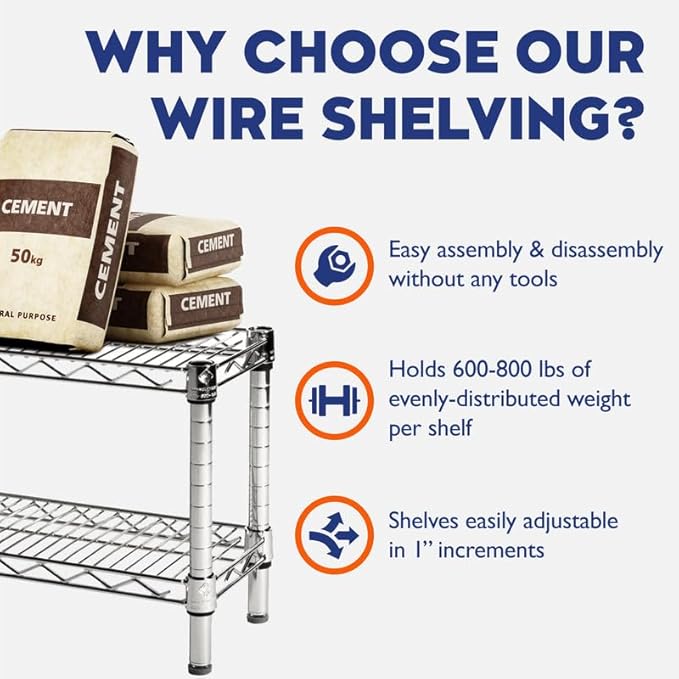 Shelving Inc. 14"d x 30" w x 84" h Chrome Wire Shelving - Image 7