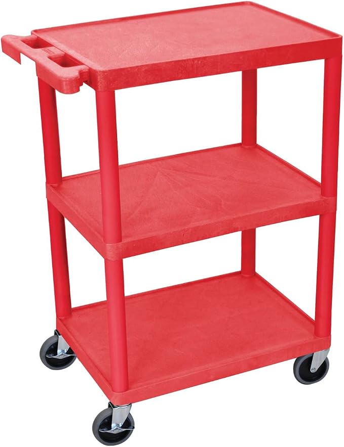 Luxor Multipurpose Storage Utility Cart 3 Shelves Structural Foam Plastic by LuxorWorkspaces
