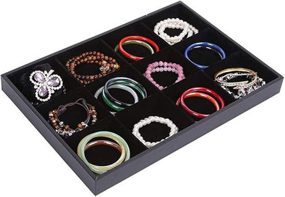 Black Velvet Stackable 12 Grid Jewelry Tray - Image 6