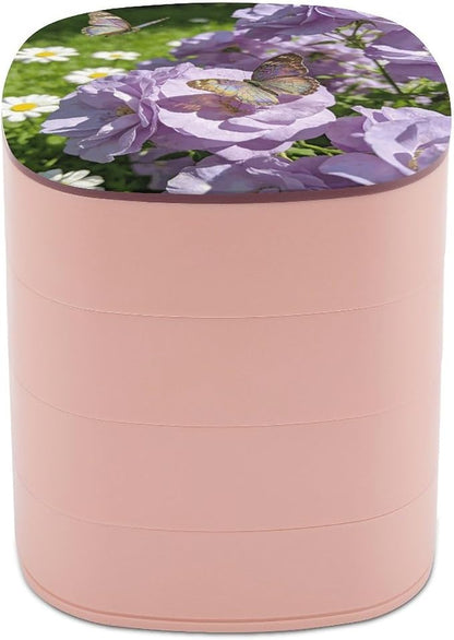 Light Purple Flowers Rotating Jewelry Organizer Box 4-Layer 360° Rotatable ABS by CSGJMYGS