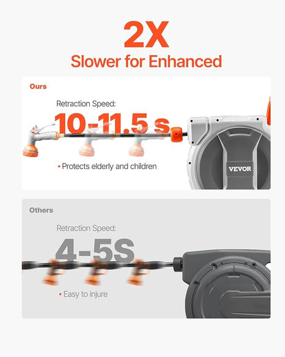 VEVOR Retractable Garden Hose Reel, 5/8 Inch x 100 ft Wall Mounted Hose Reel - Image 4