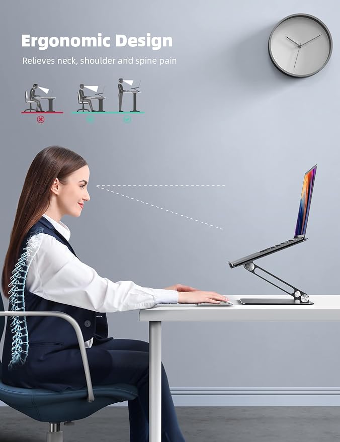 Lamicall Adjustable Laptop Stand, Portable Laptop Riser, Aluminum Laptop Stand - Image 2