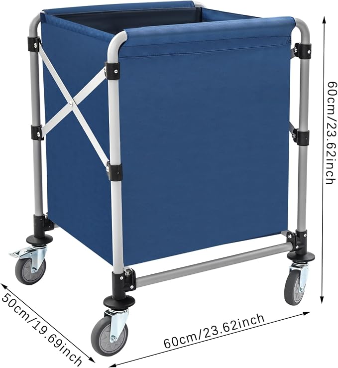 Commercial Laundry Cart with Wheels, Folding Laundry Hamper Cart, Heavy Duty - Image 2