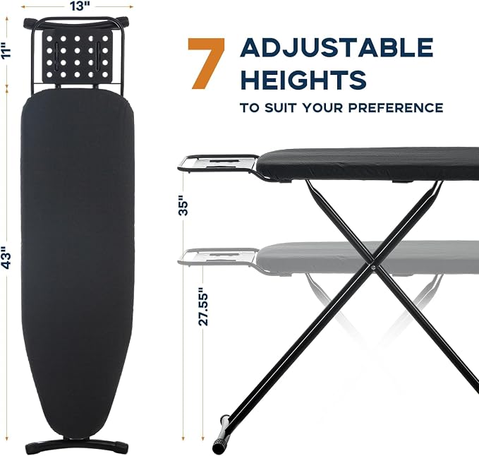Ironing Board Full Size, RAINHOL 54"x13" Heavy Duty Compact Ironing Board - Image 2