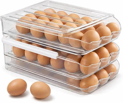 Egg Holder for Fridge with Rolling Auto Dispense, Egg Dispenser for Refrigerator by Homediea
