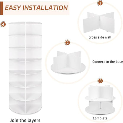 7 Tier Rotating Shoe Rack Tower, Revolving 360 Shoe Rack Storage Round Carousel - Image 7