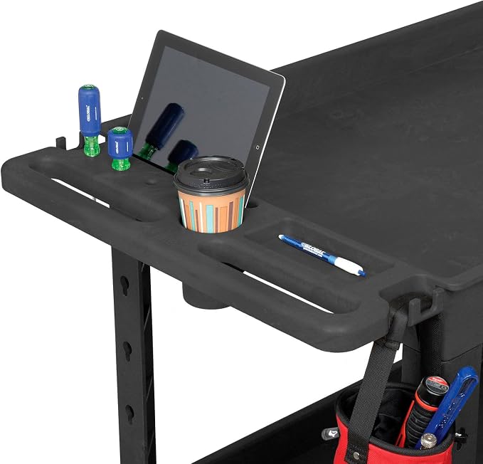 Global Industrial Industrial Service & Utility Cart, Plastic 2 Tray Black Shelf - Image 5