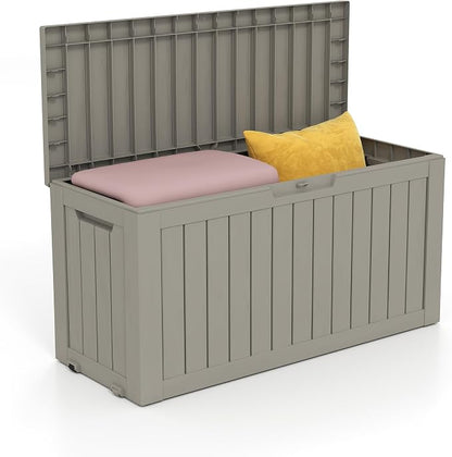 75 Gallon Deck Box, Resin Outdoor Indoor Waterproof Storage Box, Lockable by Kdymod