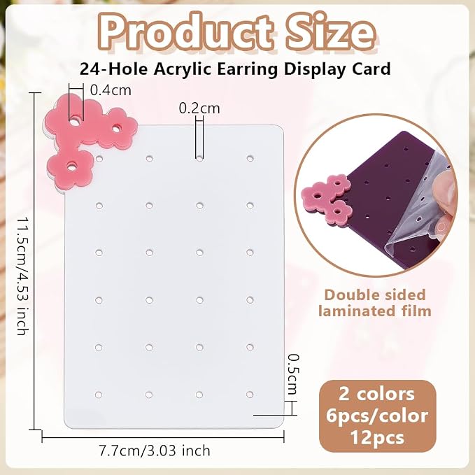 OLYCRAFT 12Pcs Acrylic Earring Display Card Portable Acrylic Earring Organizer - Image 2
