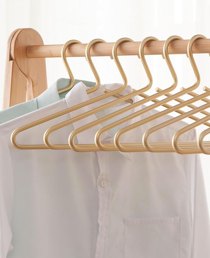 Premium Matte Gold Aluminum Coat Hangers 10 Piece Set, 16.5” Extra Smooth & - Image 2