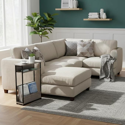 Vintage Narrow Side Table with Storage Shelf, 3 Tier Slim End Table Modern Sofa - Image 4