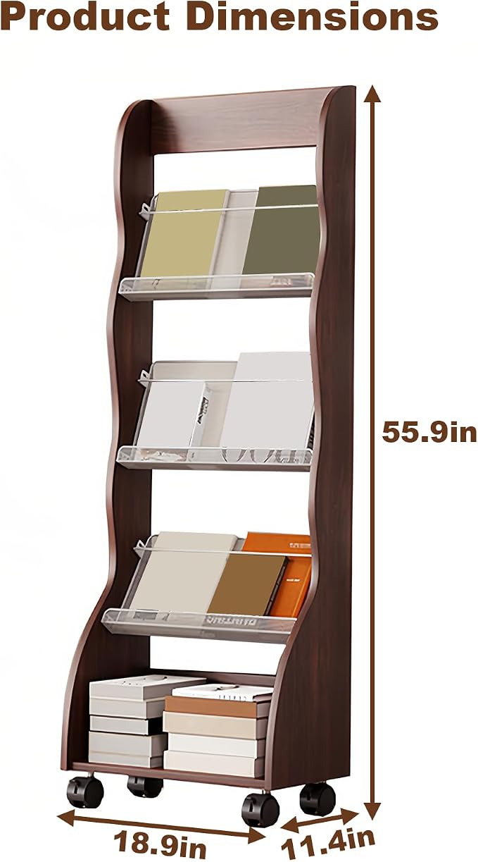Brochure Display Rack, 4 Layer Floor-Standing Magazine Rack, Literature - Image 2