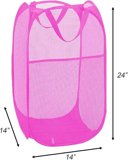 Larpur 2Pack Foldable Popup Laundry Basket, Collapsible Portable Mesh Clothes - Image 2