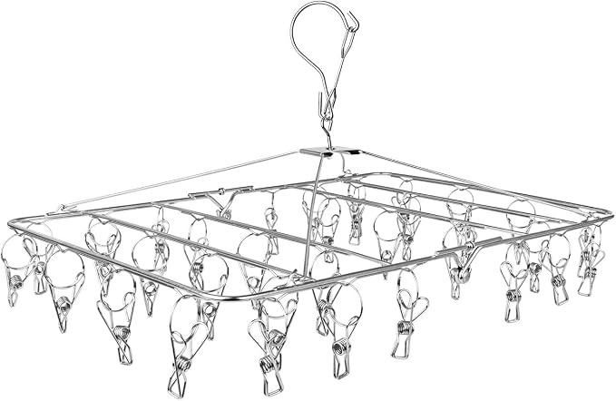 Fayleeko Drying Rack, 52 Clips Stainless Steel Laundry Drying Rack Folding Sock by Fayleeko