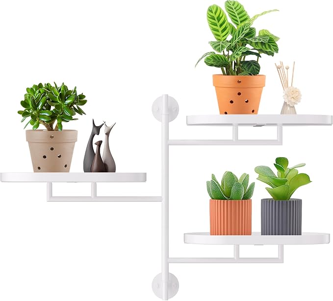 Rotating Window Plant Shelves for Multiple Plants Indoors, 3-tier Metal Corner by YFFSRJDJ