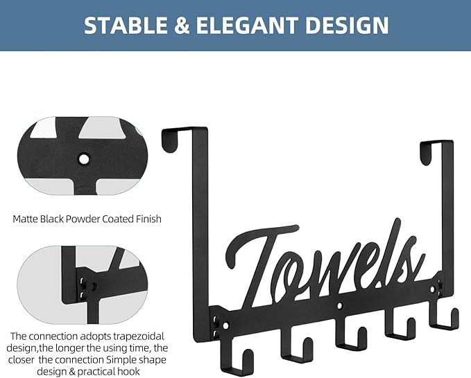 Azmoncy Over The Door Hooks, Towel Rack Towel Hooks - Image 3