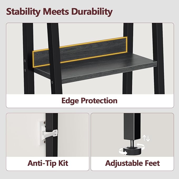 Furologee Bookshelf Set of 2, 6-Tier Ladder Shelf, Ladder Bookshelf - Image 6
