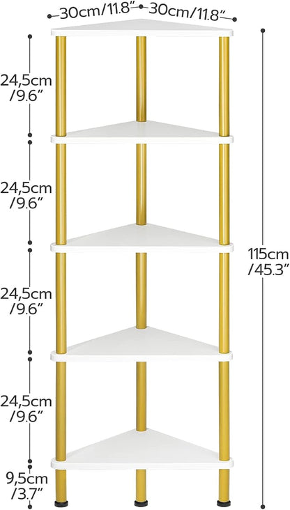 HOOBRO Corner Shelf Stand, Industrial 5-Tier Wall Corner Bookshelf - Image 3