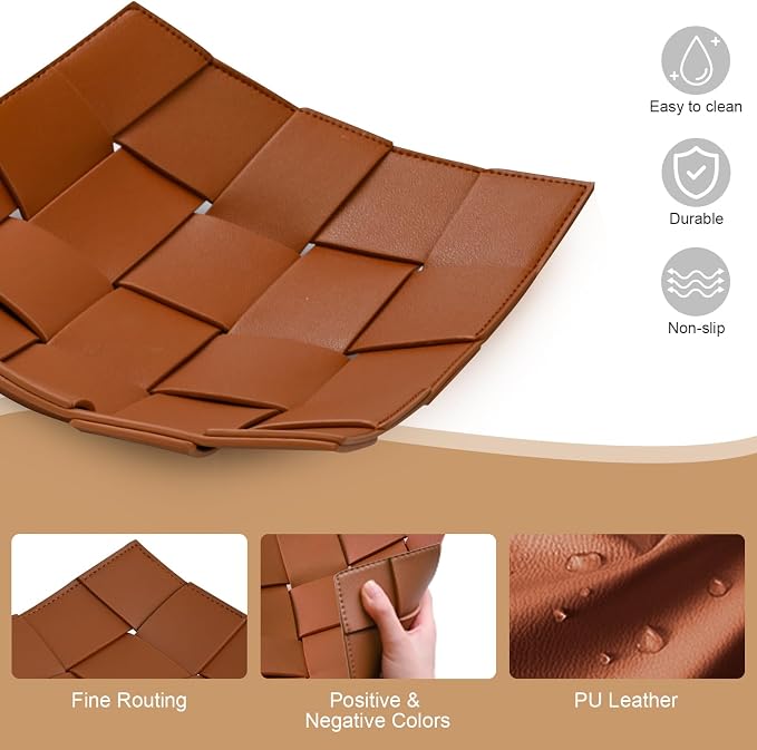 Valet Tray PU Leather Key Holder Bowl - Image 6