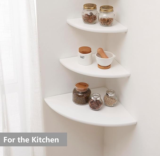 Corner Shelf, Solid Oak Wood Floating Corner Shelf Wall Mount Round End - Image 3
