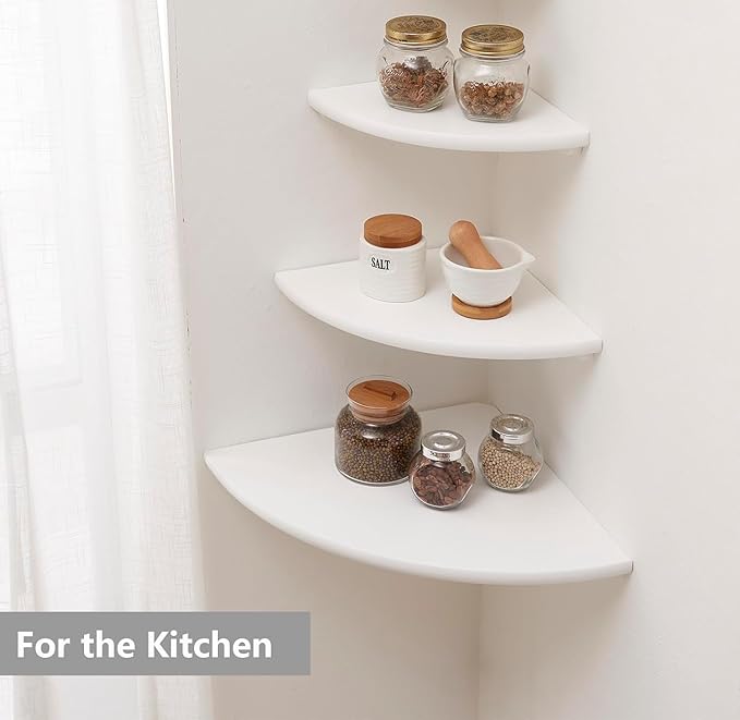 Corner Shelf, Solid Oak Wood Floating Corner Shelf Wall Mount Round End - Image 7