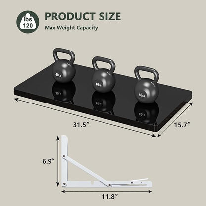 Clikuutory Wall Mounted High Gloss Folding Table, Wall Desk Fold Down - Image 2