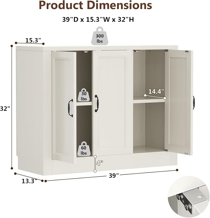 39"W Modern Buffet Cabinet - Image 2