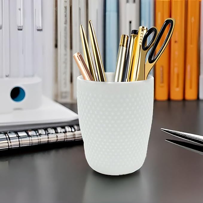 Vintage Ceramic Pen Holder for Desk Cute, Round Pencil Cup for Office Home - Image 3