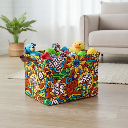 Mexican Talavera Storage Basket Waterproof Canvas Toy Storage Bin Mexican Decor - Image 5