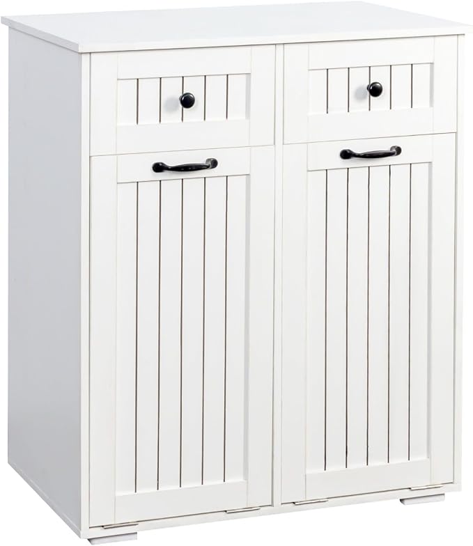 Laundry Hamper Cabinet with 2 Baskets & 2 Drawers, 31.5" Bathroom Clothes by FRITHJILL