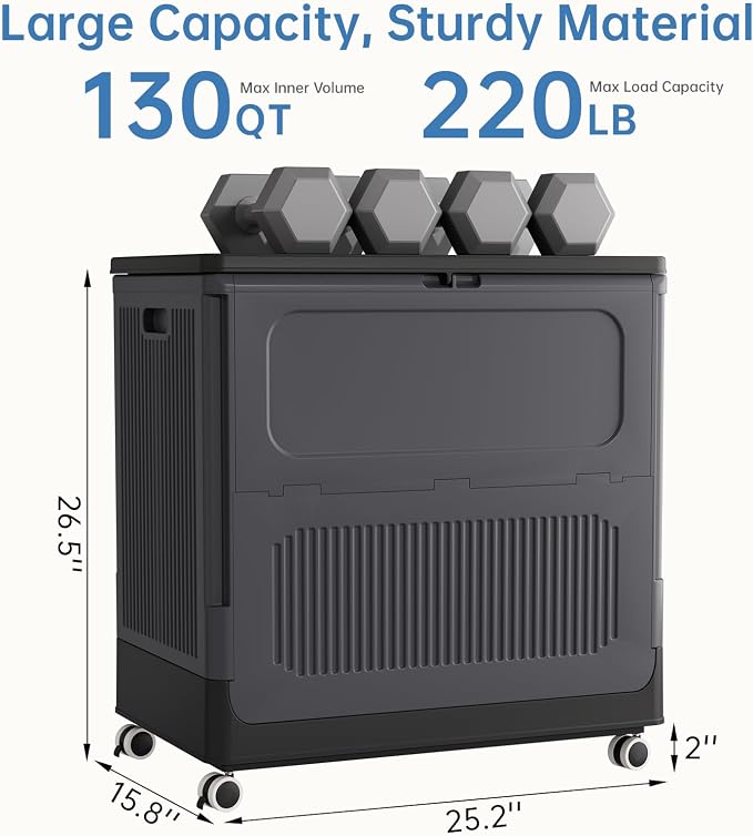 HAIXIN Large Storage Bin with Lid - 130QT Flip-top Storage Box with Wheels 32.5 - Image 3