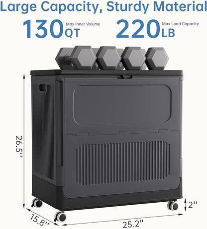 HAIXIN Large Storage Bin with Lid - 130QT Flip-top Storage Box with Wheels 32.5 - Image 3