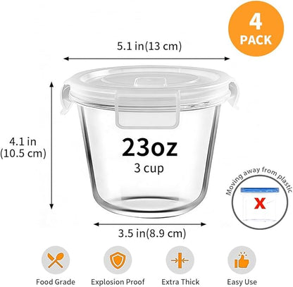 H.JSS WDJS 3Cup Round Glass Food Storage Containers - Image 2