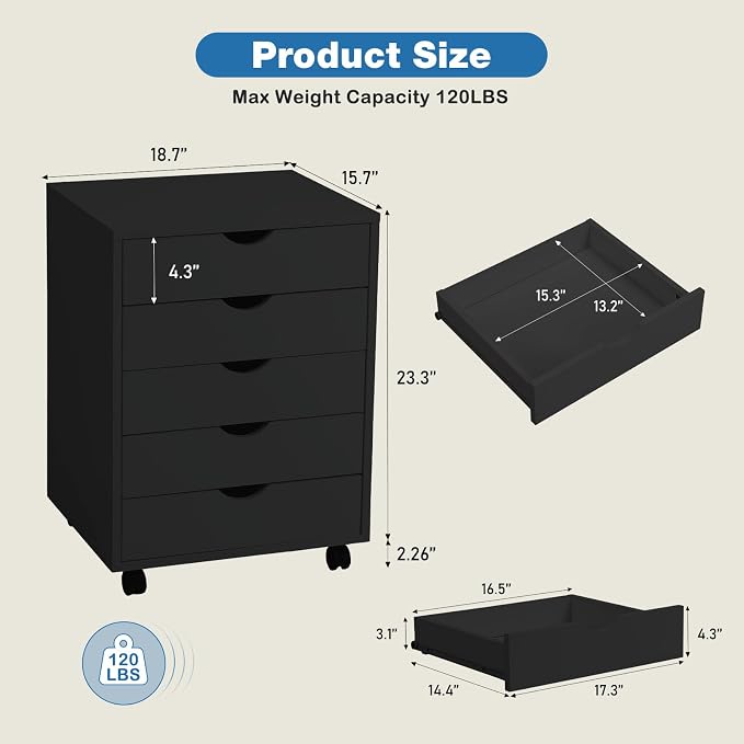 OLIXIS 5 Drawer File Cabinet - Image 3