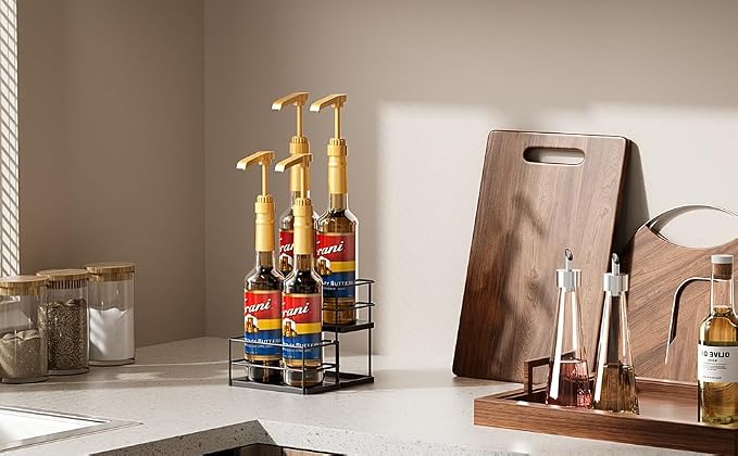 4 Bottle Capacity Coffee Syrup Organizer 2 Tier Coffee Syrup Stand Shelf - Image 6