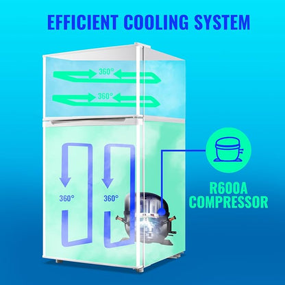 Mini Refrigerator with Freezer Small Fridge Double Door Side Drink Holder - Image 8