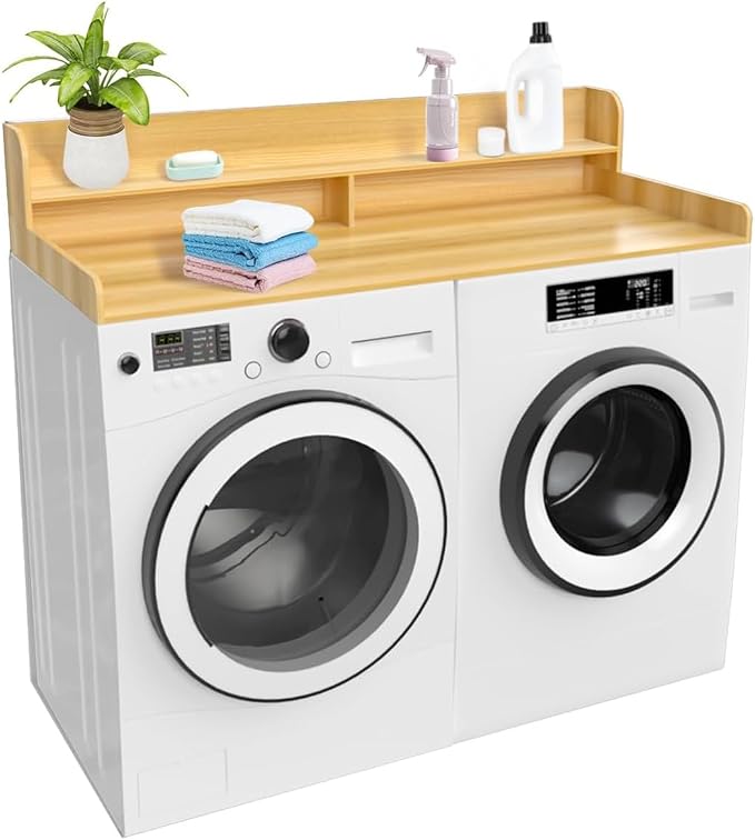 2-Tier Washer and Dryer Countertop Shelf, Laundry Room Storage & Organization by OXBZKMY