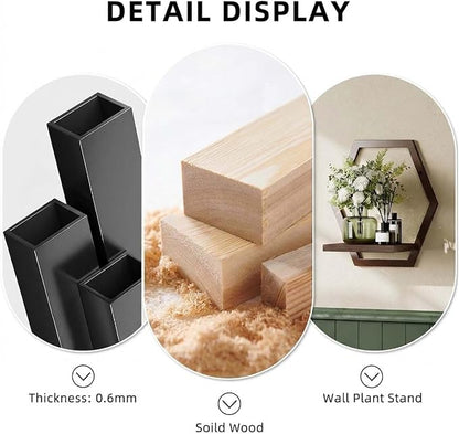 2 Pack Walnut Color Solid Wood & Metal Framework Wall Plant Stands, 9 inch - Image 3
