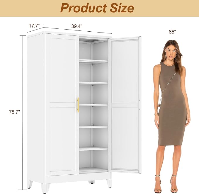 79" White Metal Storage Cabinet - Image 3