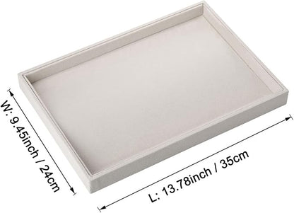 Mornajina 13.8" x 9.5" Velvet Jewelry Tray Jewelry Display Tray Flat Tray - Image 2