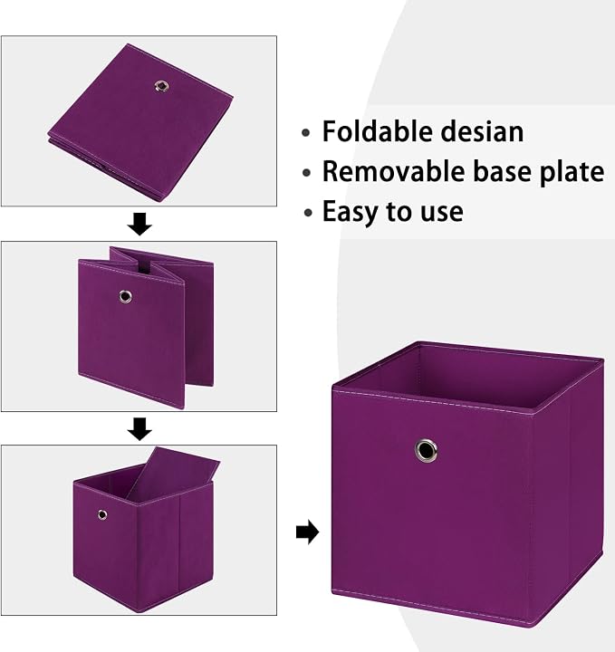 Foldable Storage Cubes Bins, 11 Inch Cloth Storage Cube Fabric Storage Box - Image 6
