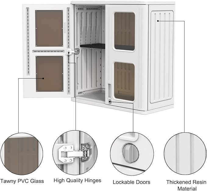 KINYING Outdoor Storage Cabinet Waterproof, Resin Garage and Laundry Room Wall - Image 3